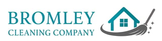 The Bromley Cleaning Company logo featuring a house icon with a broom and sparkles